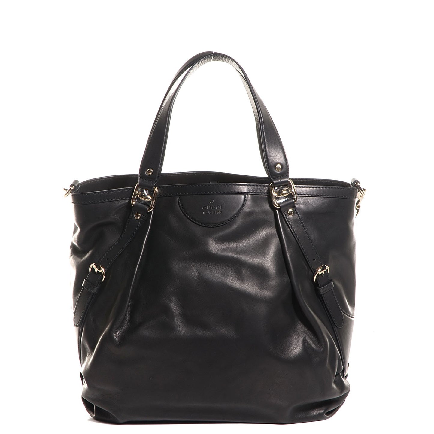 Leather Medium Bridle Tote Black