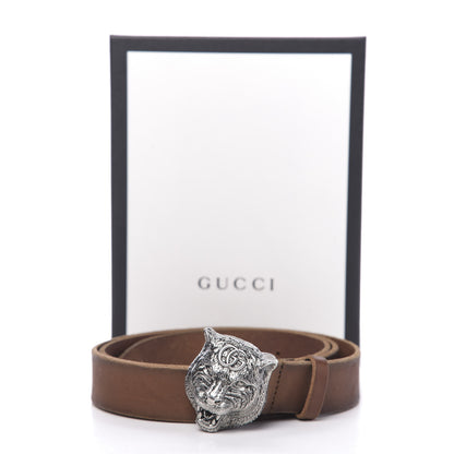 Gucci Cuoio Toscano Nickel Feline Buckle Belt 100 40 Cuir 7 of 7