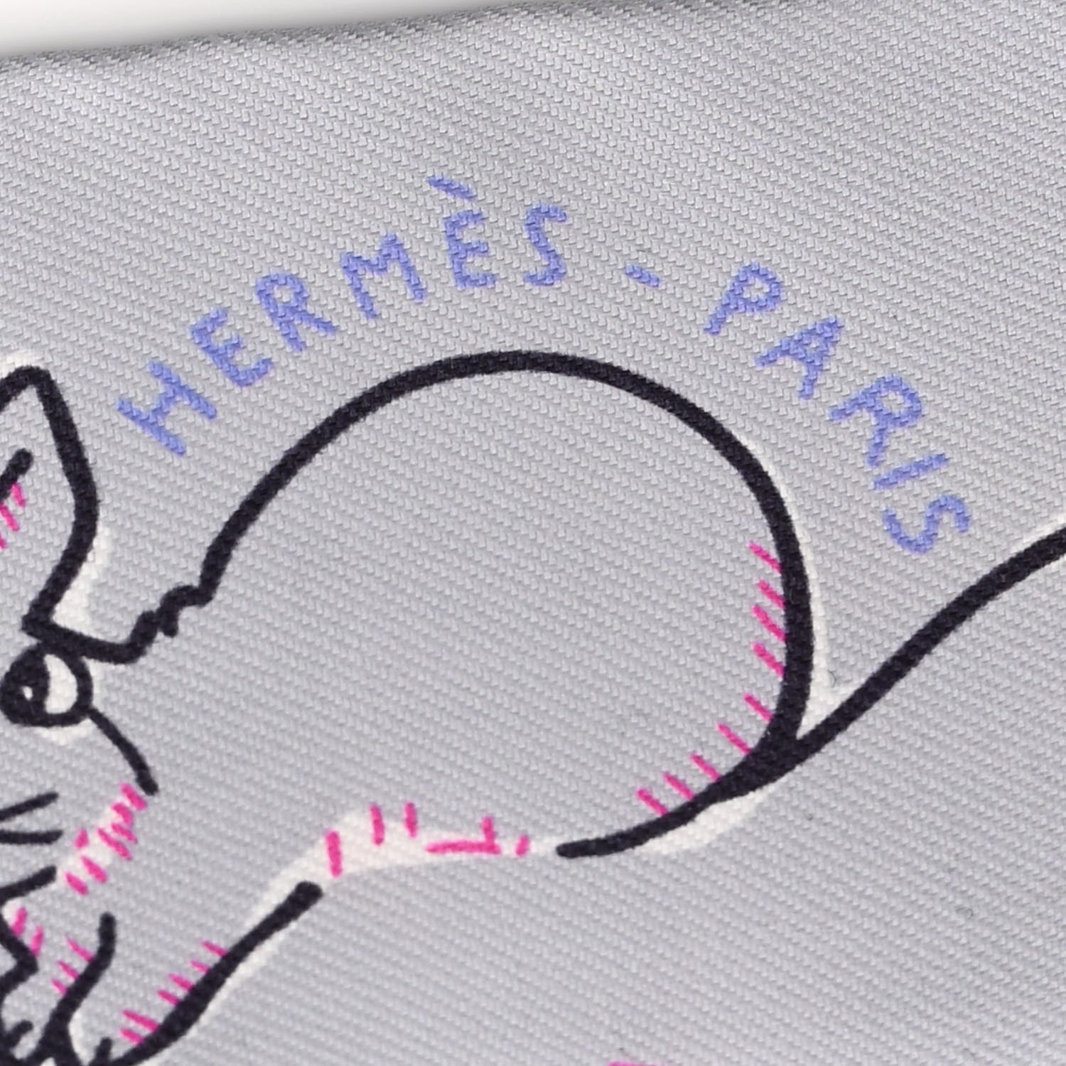 Hermes Silk Mille Et Un Lapins Twilly Gris Perle Rose Jaune 2 of 4