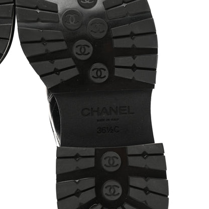 Chanel Calfskin Patent Cap Toe Quilted Short Boots 36.5 Black 6 of 9