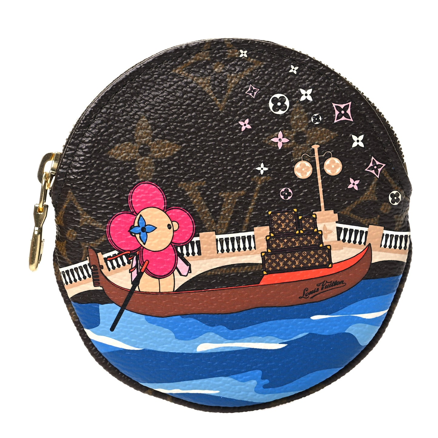 Monogram 2019 Christmas Animation Round Coin Purse Blue