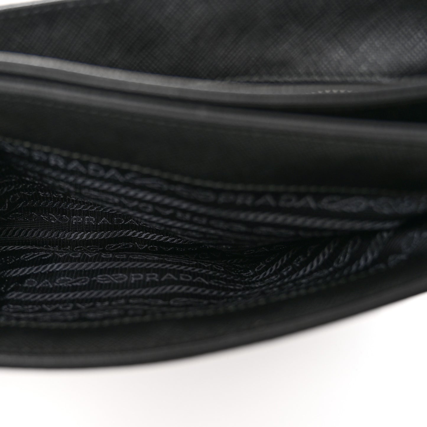 Saffiano Tessuto Nylon Chain Shoulder Bag Black