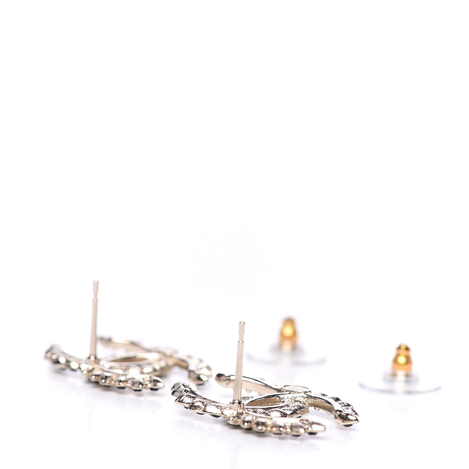 Chanel Strass Crystal CC Earrings Gold Black 3 of 5