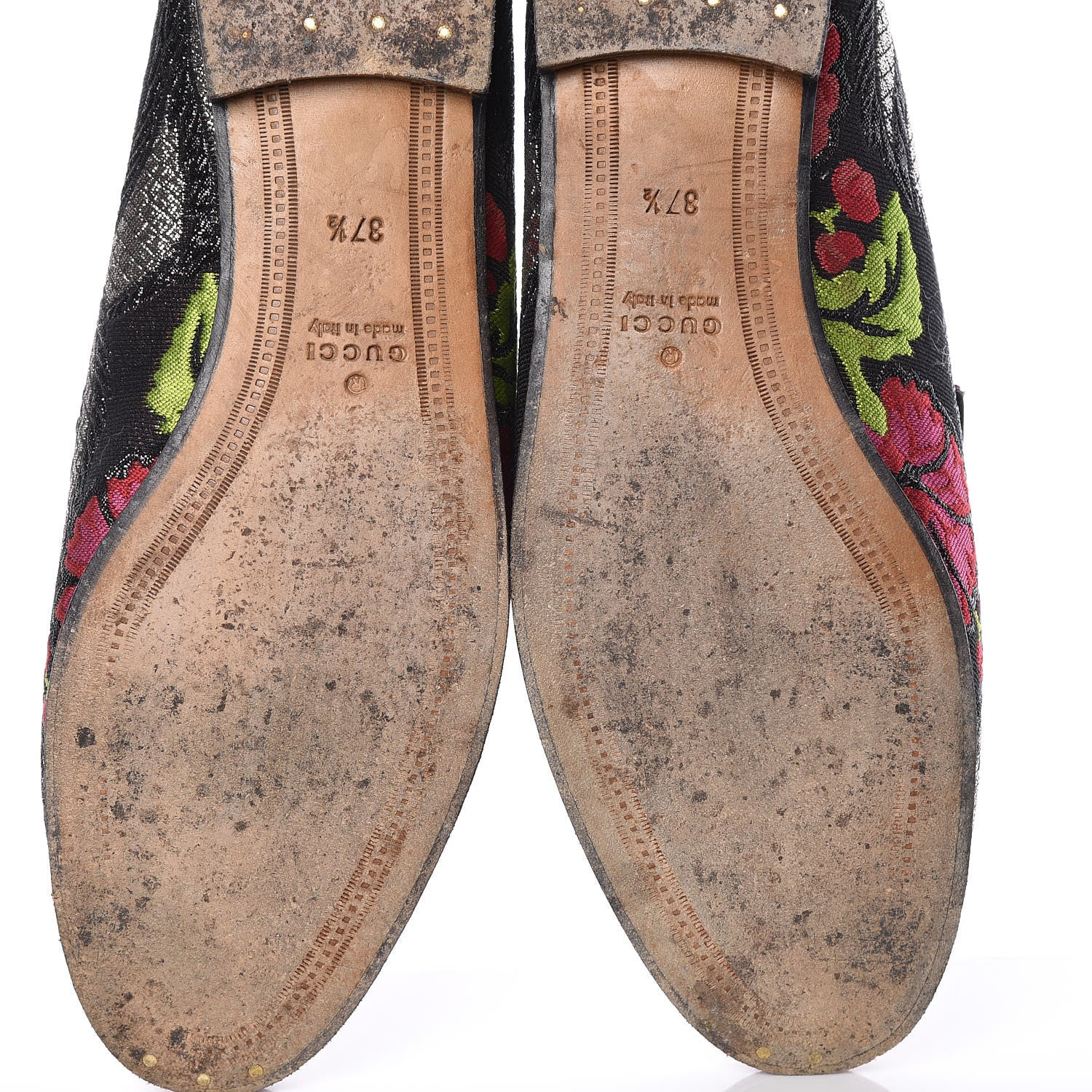 Gucci Floral Jacquard Horsebit Womens Jordaan Loafers 37.5 Multi 13 of 15