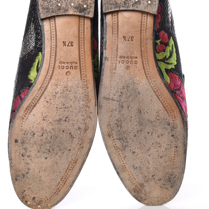 Gucci Floral Jacquard Horsebit Womens Jordaan Loafers 37.5 Multi 13 of 15