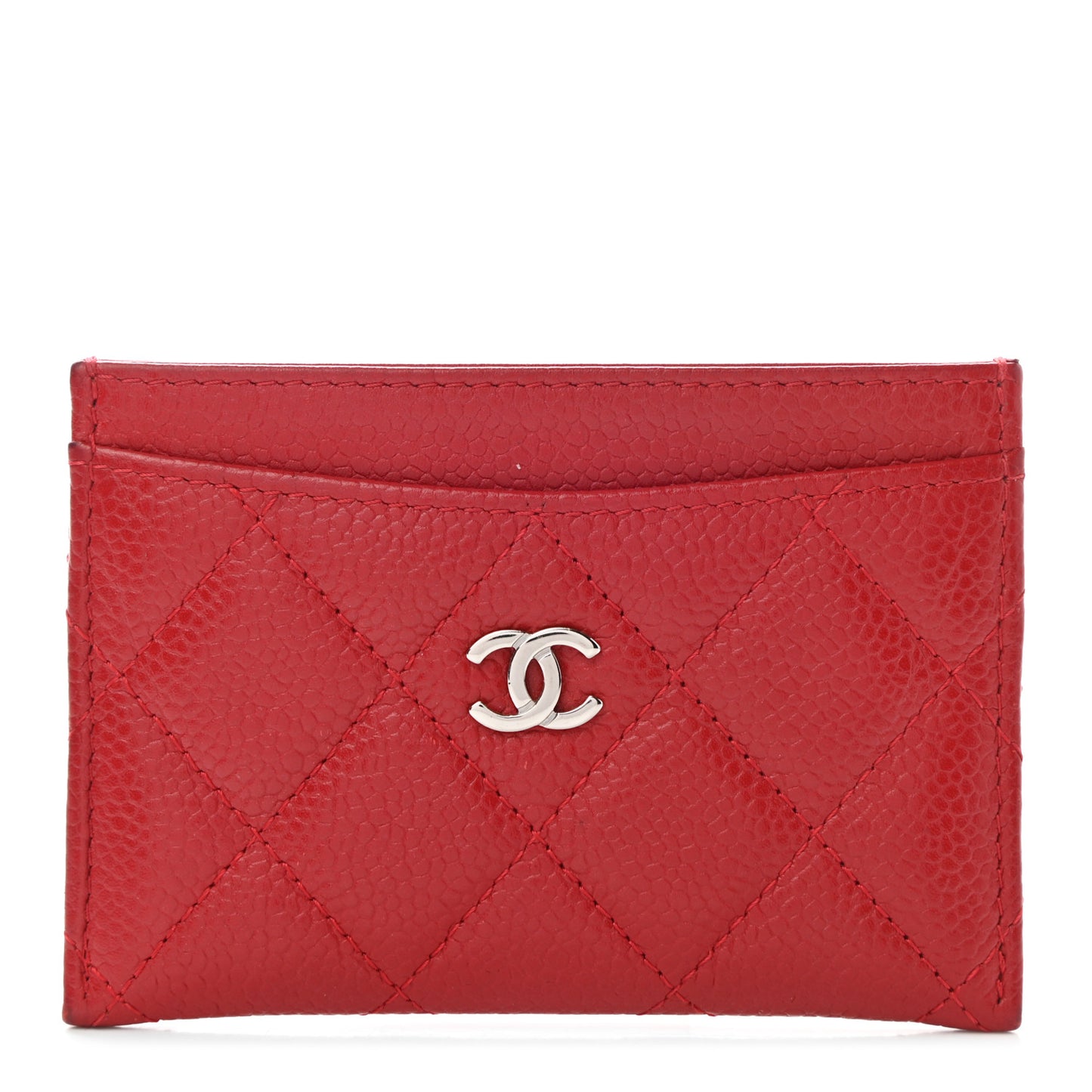 Caviar Quilted Card Holder Red