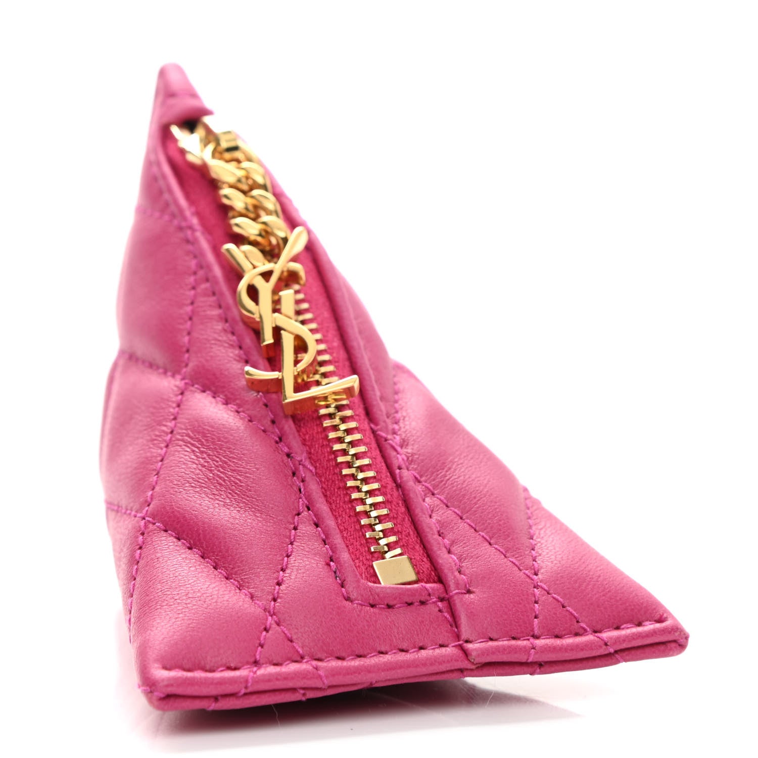 Saint Laurent Lambskin Quilted Berlingo Bag Charm Fuchsia 4 of 6