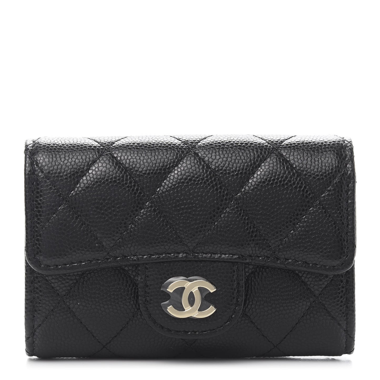 Caviar Quilted Classic 4 Key Holder Wallet Black