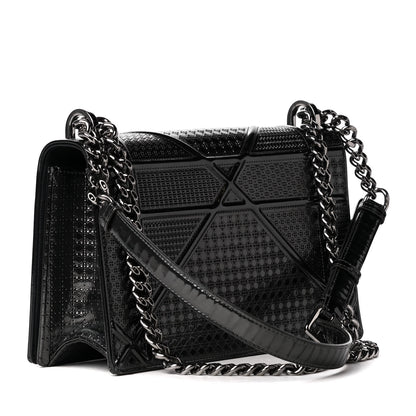 Christian Dior Metallic Patent Micro-Cannage Medium Diorama Flap Bag Graphite 2 of 4