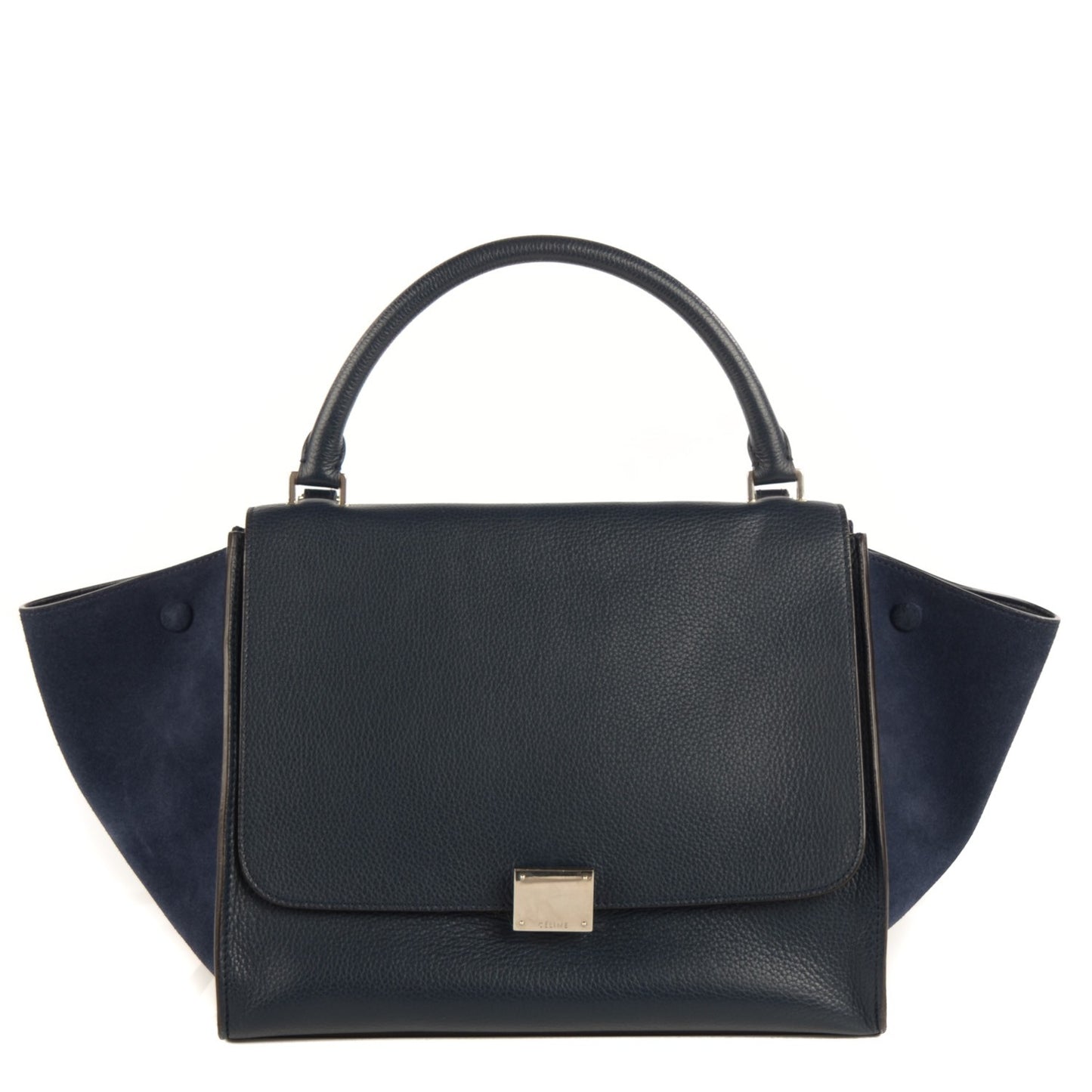 Drummed Calfskin Suede Medium Trapeze Navy