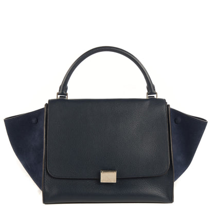 Celine Drummed Calfskin Suede Medium Trapeze Navy 1 of 10