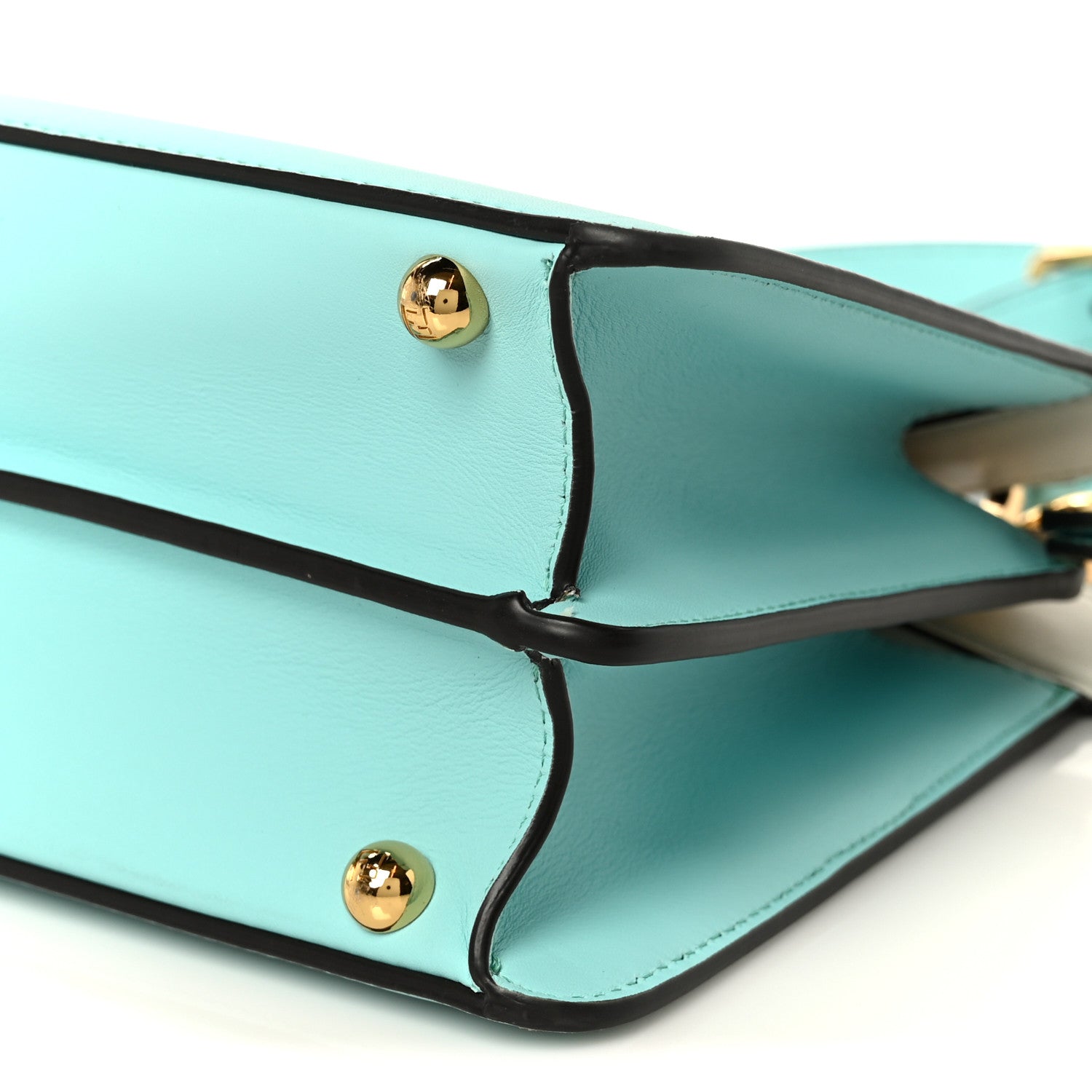 Fendi Vitello Seta Shiny Nappa Small Peekaboo I SEE U Satchel Spring Turquoise White 11 of 11
