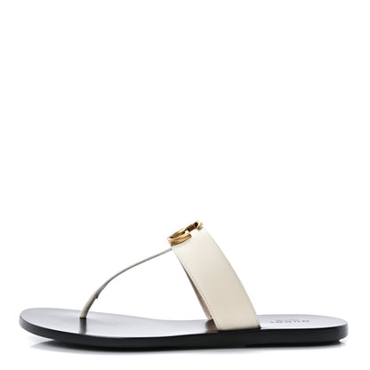 Gucci Calfskin GG Marmont Thong Sandals 38.5 Mystic White 1 of 9
