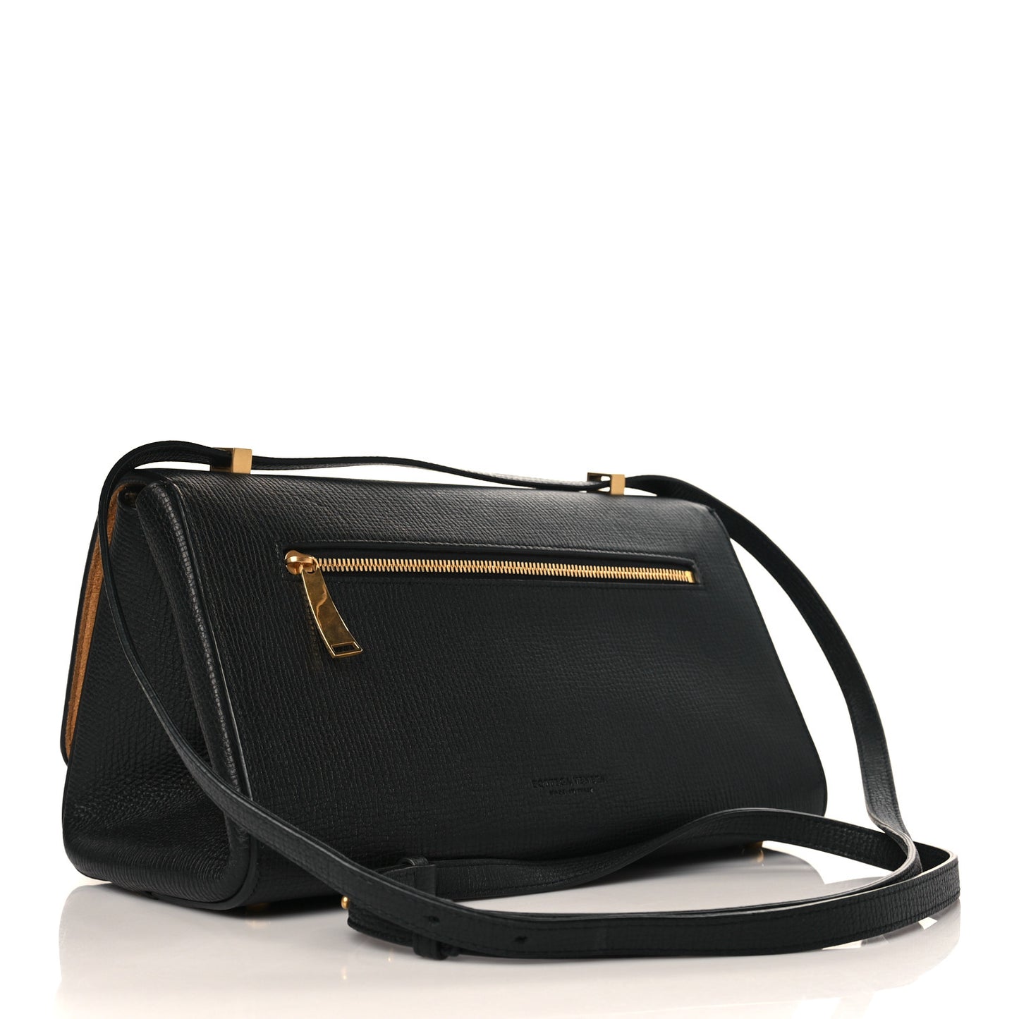 Textured Calfskin Small BV Angle Shoulder Bag Black