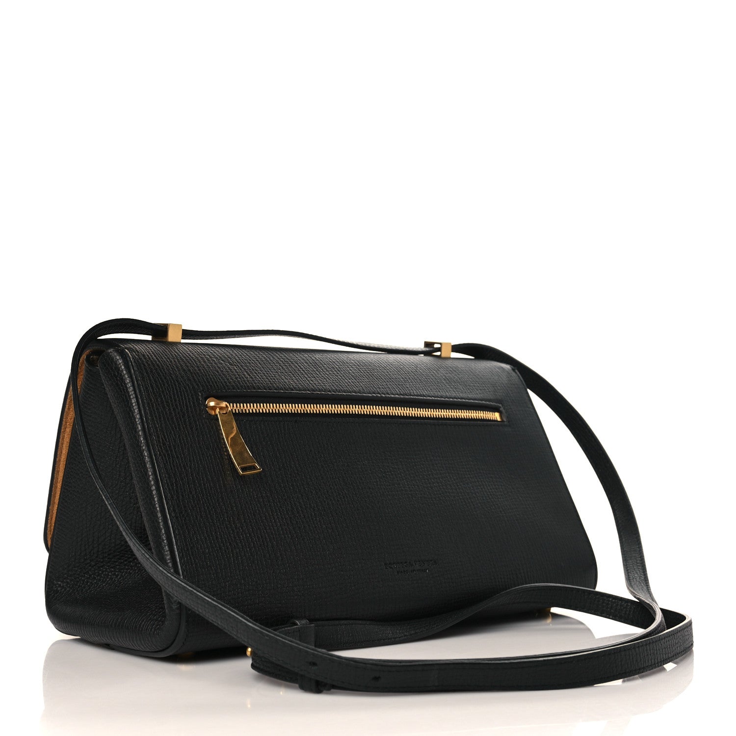 Bottega Veneta Textured Calfskin Small BV Angle Shoulder Bag Black 3 of 10