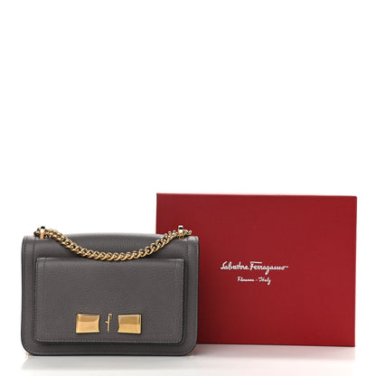 Salvatore Ferragamo Pebbled Calfskin Ginevra Chain Bag Grey 14 of 14