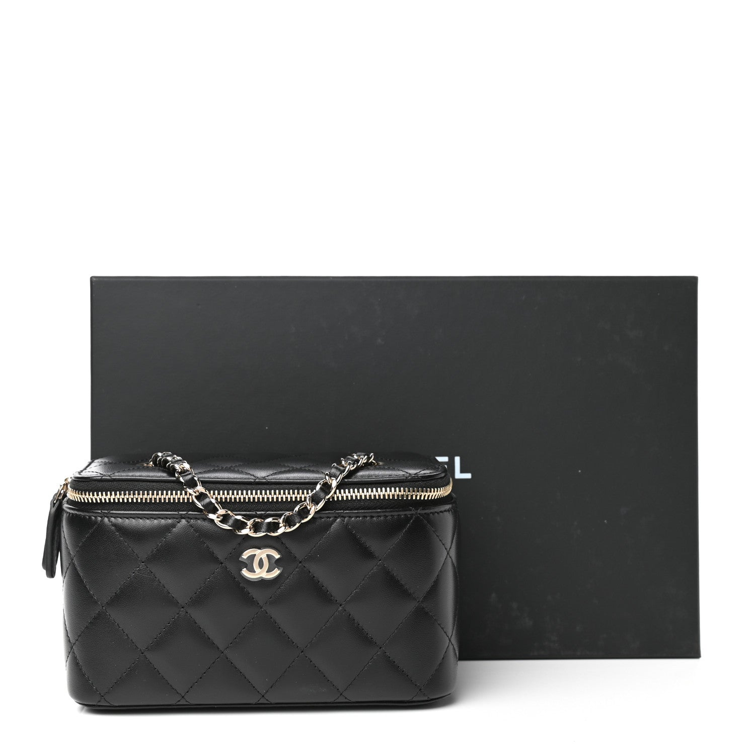 Chanel Lambskin Quilted Small Vanity Case With Chain Black 10 of 10