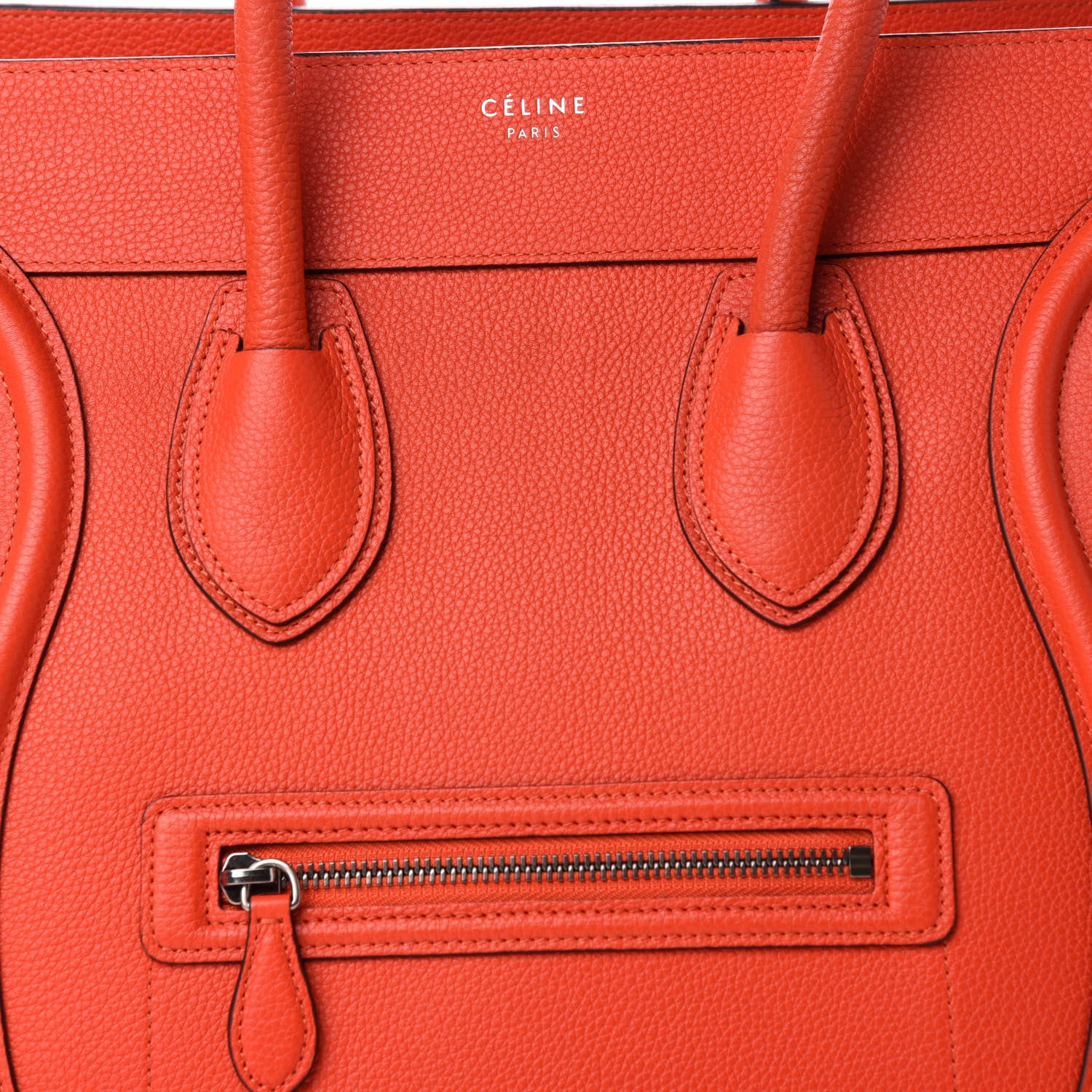 Celine Drummed Calfskin Mini Luggage Vermillion 11 of 11