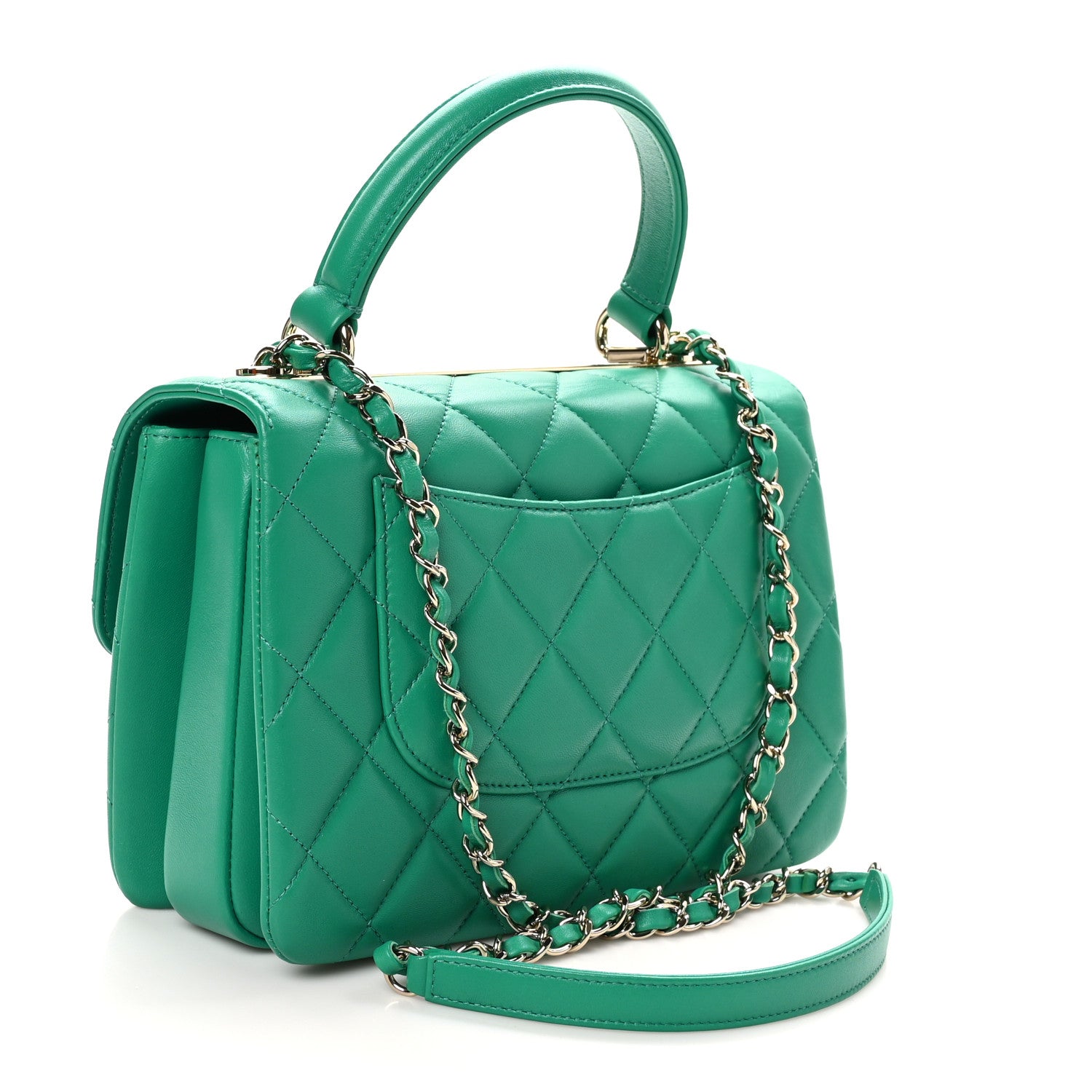 Chanel Lambskin Quilted Small Trendy CC Flap Dual Handle Bag Green 3 of 10