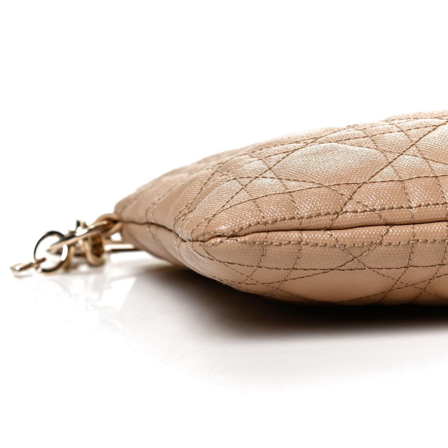 Coated Canvas Cannage Panarea Pouch Beige