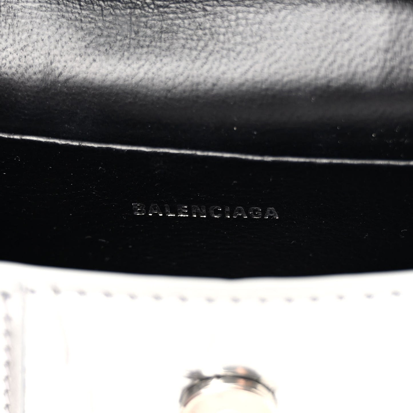 Metallic Calfskin Crocodile Embossed Hourglass Top Handle Bag Mini Silver