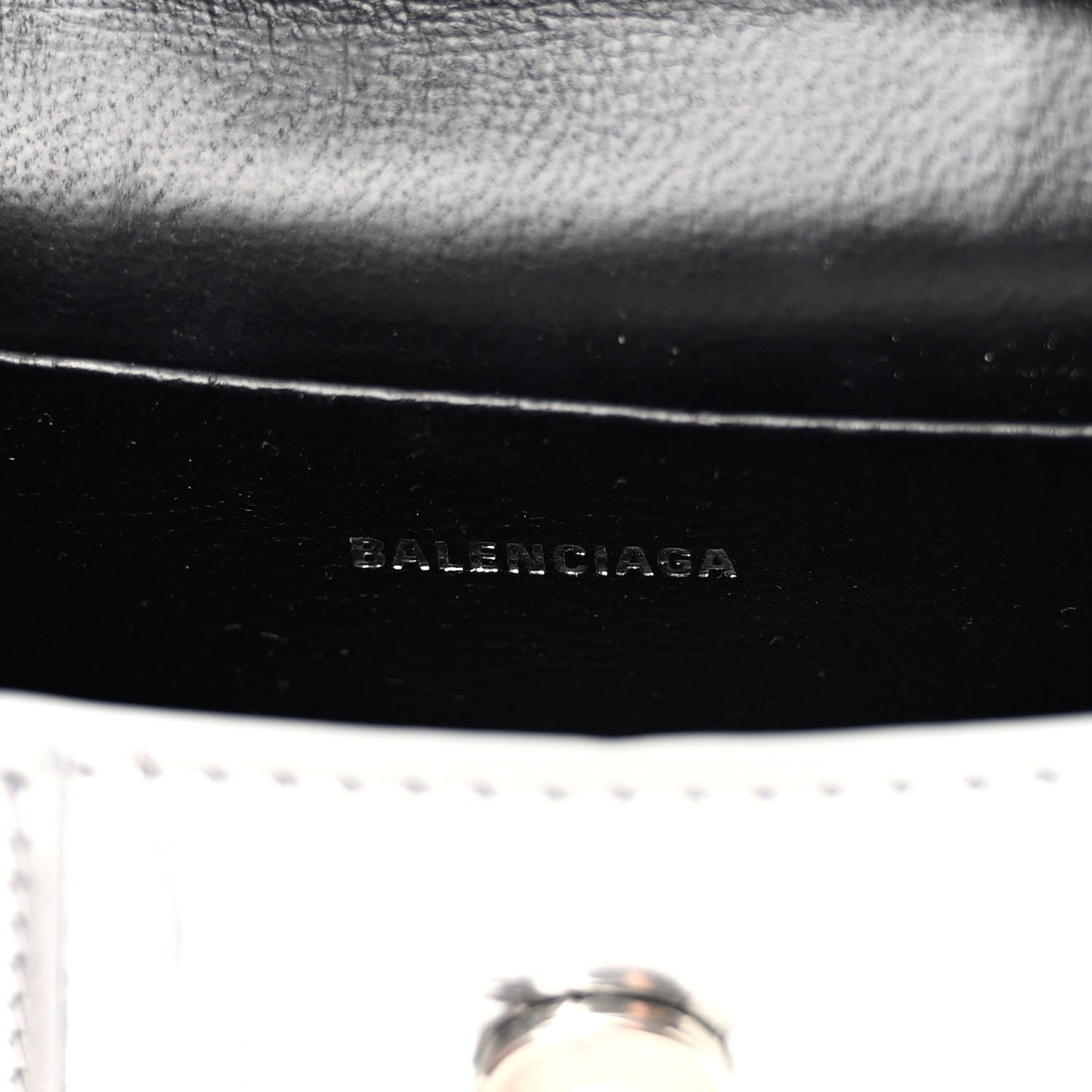 Balenciaga Metallic Calfskin Crocodile Embossed Hourglass Top Handle Bag Mini Silver 6 of 9