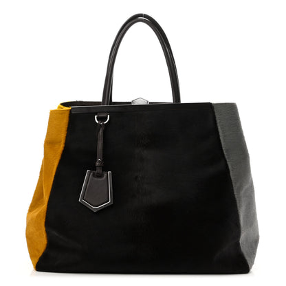 Fendi Calf Hair Large 2jours Tote Brown Giallo Acciaio 1 of 10