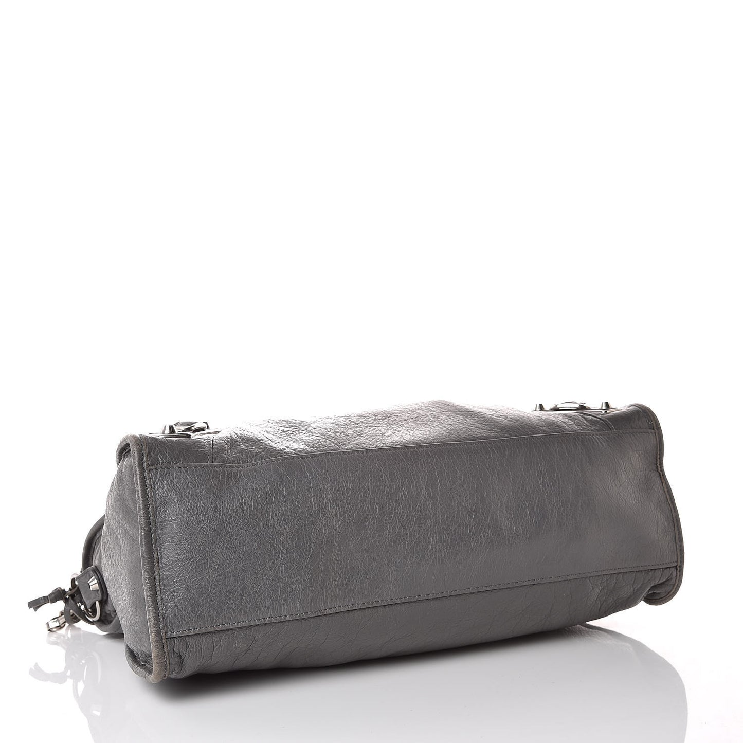 Agneau Silver Metallic Edge Hardware City Gris Cendre