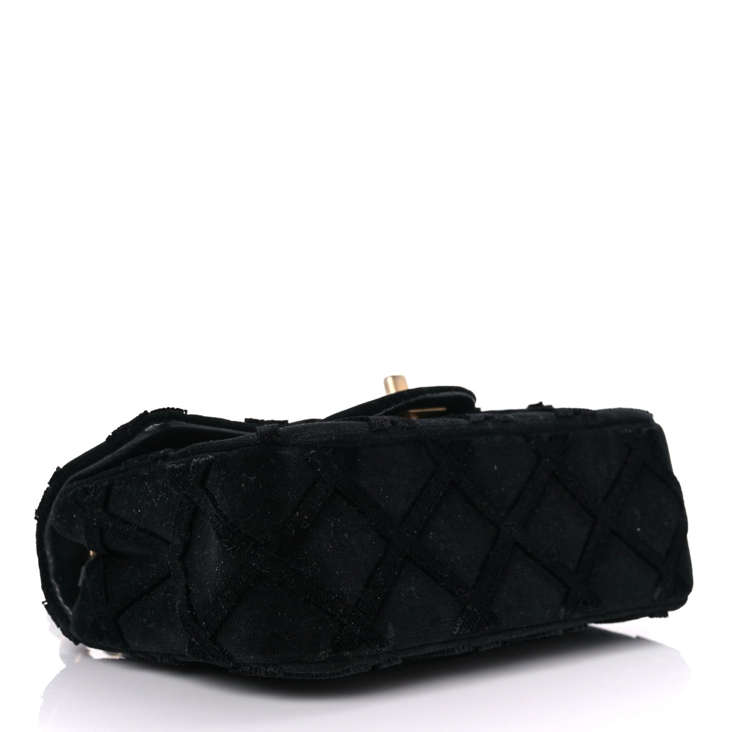 Velvet Quilted Mini Rectangular Flap Black