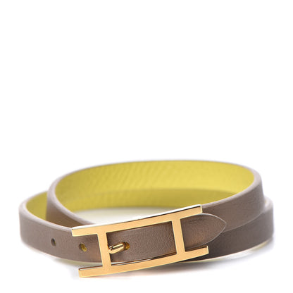 Hermes Epsom Swift Behapi Double Tour Bracelet S Soufre Etoupe 1 of 6