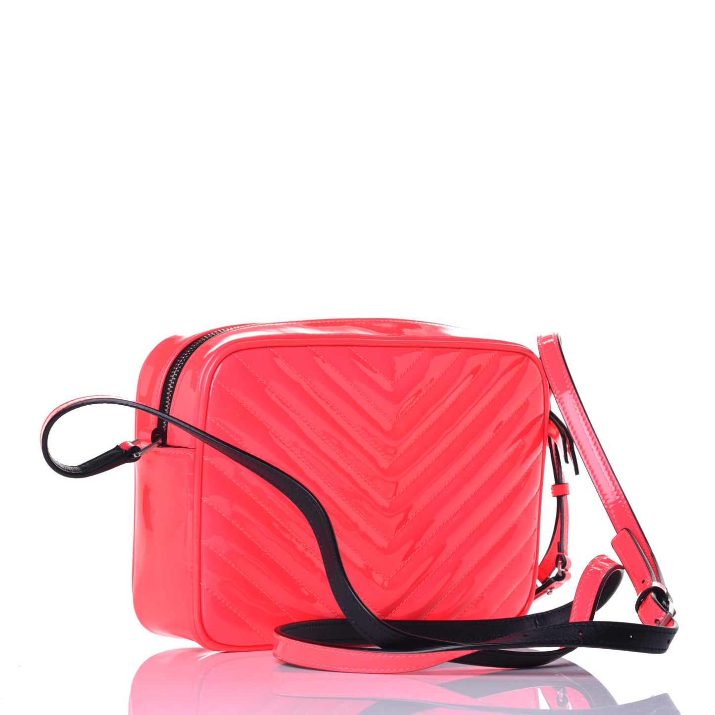 Patent Calfskin Matelasse Monogram Lou Camera Bag Neon Pink