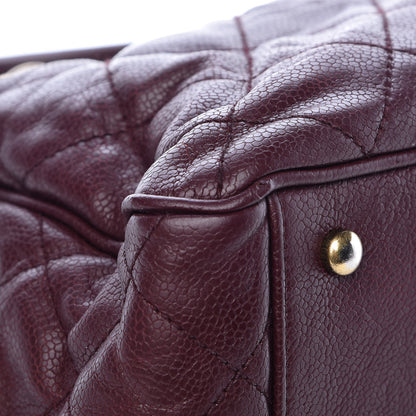 Chanel Glazed Caviar Quilted Small Shiva Tote Burgundy 9 of 12