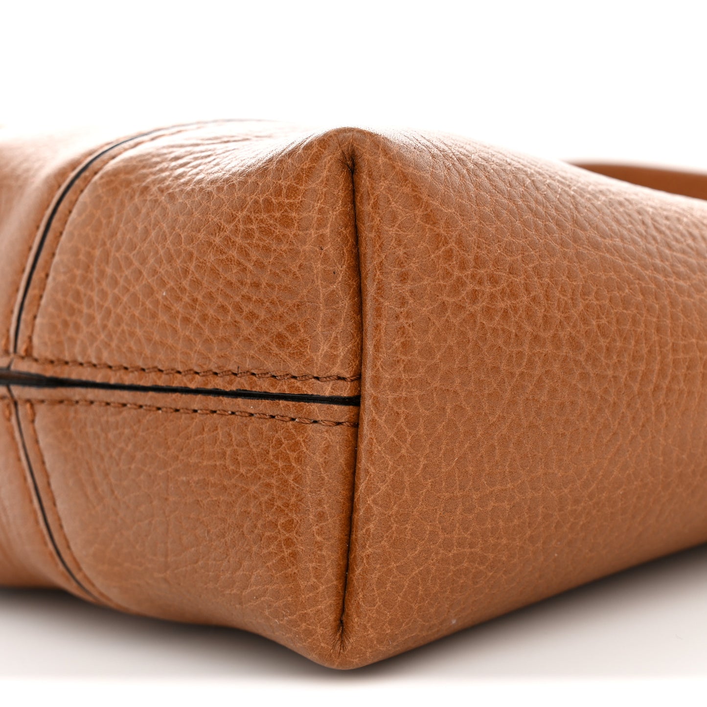 Grained Calfskin Small Spin Tote Clay Brown