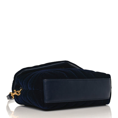 Saint Laurent Velvet Y Quilted Monogram Toy Loulou Crossbody Bag Deep Marine 4 of 10