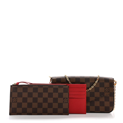 Louis Vuitton Damier Ebene Pochette Felicie Chain Wallet 3 of 14