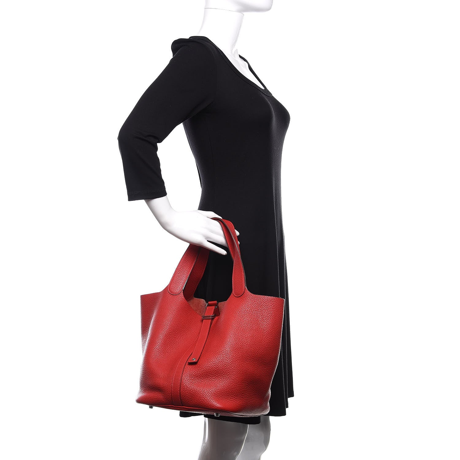 Hermes Taurillon Clemence Picotin Lock 26 GM Rouge Casaque 2 of 9