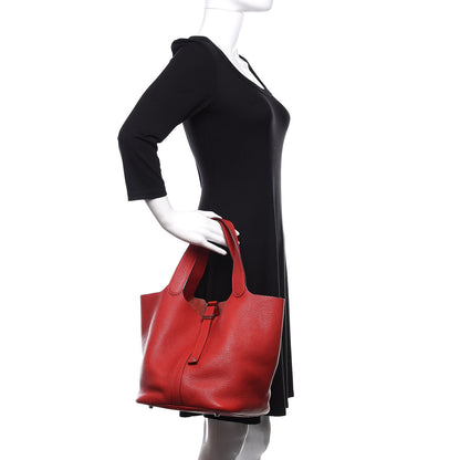 Hermes Taurillon Clemence Picotin Lock 26 GM Rouge Casaque 2 of 9