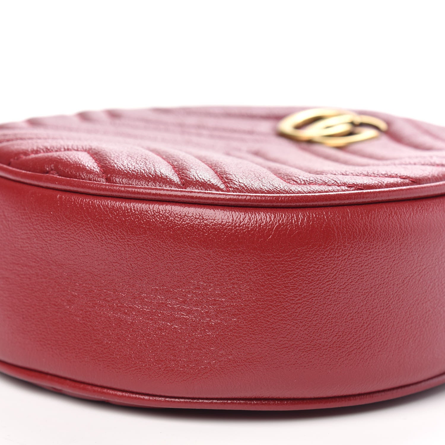 Gucci Glazed Calfskin Matelasse Heart Mini GG Marmont Round Shoulder Bag Romantic Cerise 10 of 10