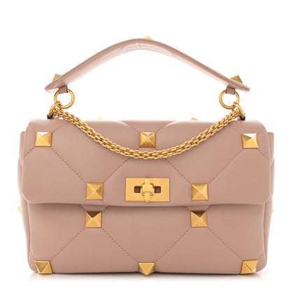 Valentino Garavani Nappa Large Roman Stud Shoulder Bag Rose Cannelle 1 of 9