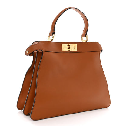 Fendi Vitello Seta Shiny Nappa Medium Peekaboo I SEE U Satchel Brandy Light Rose 3 of 11