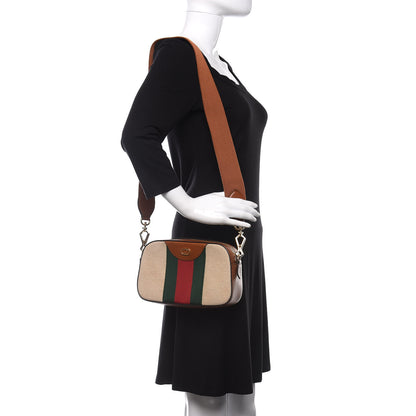 Gucci Vintage Canvas Web Shoulder Bag Sand Cuir 2 of 10