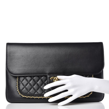 Chanel Lambskin Quilted CC Unchained Clutch Black 2 of 14