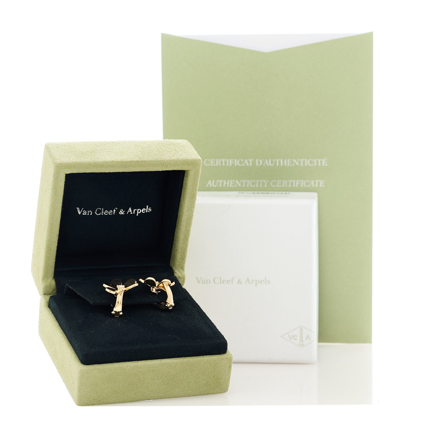 Van Cleef & Arpels 18K Yellow Gold Diamond Small Frivole Earrings 6 of 6