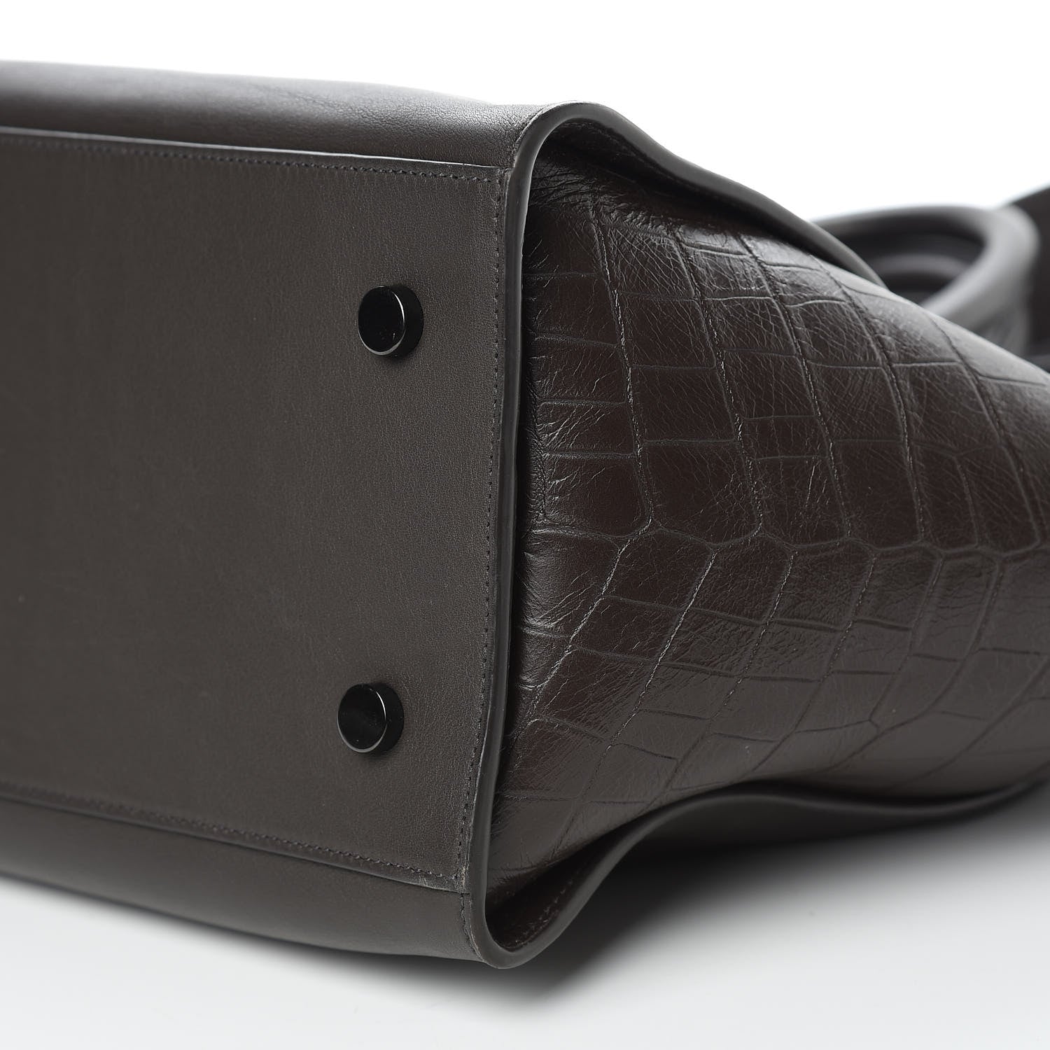 Saint Laurent Smooth Calfskin Crocodile Embossed Small Monogram Downtown Cabas Earth 8 of 9