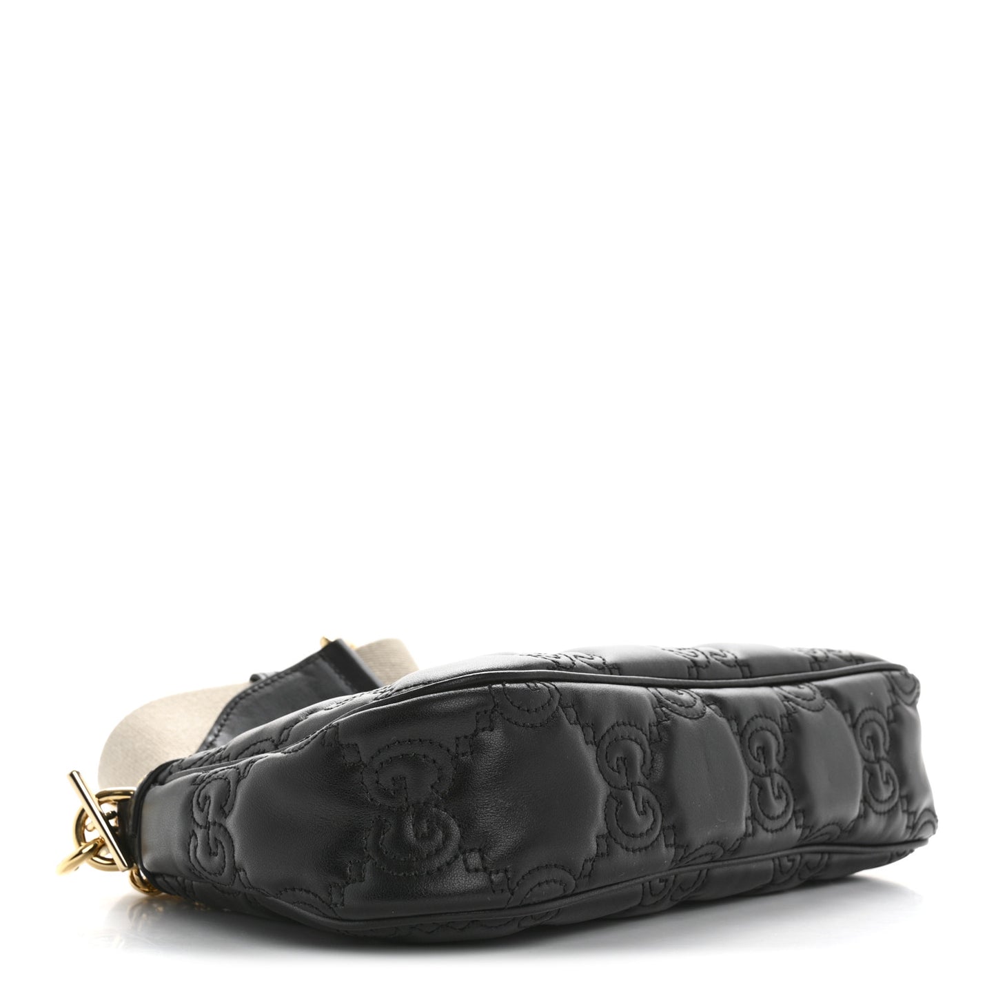 Calfskin GG Matelasse Chain Handbag Black Natural