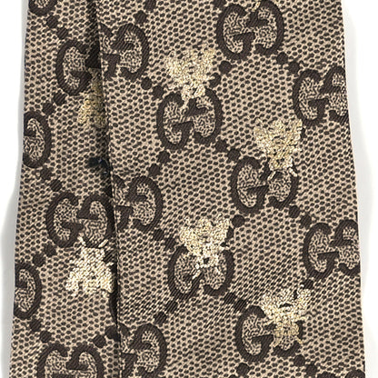 Gucci Silk Twill GG Monogram GG Bee Neck Bow Scarf Black Red 3 of 3