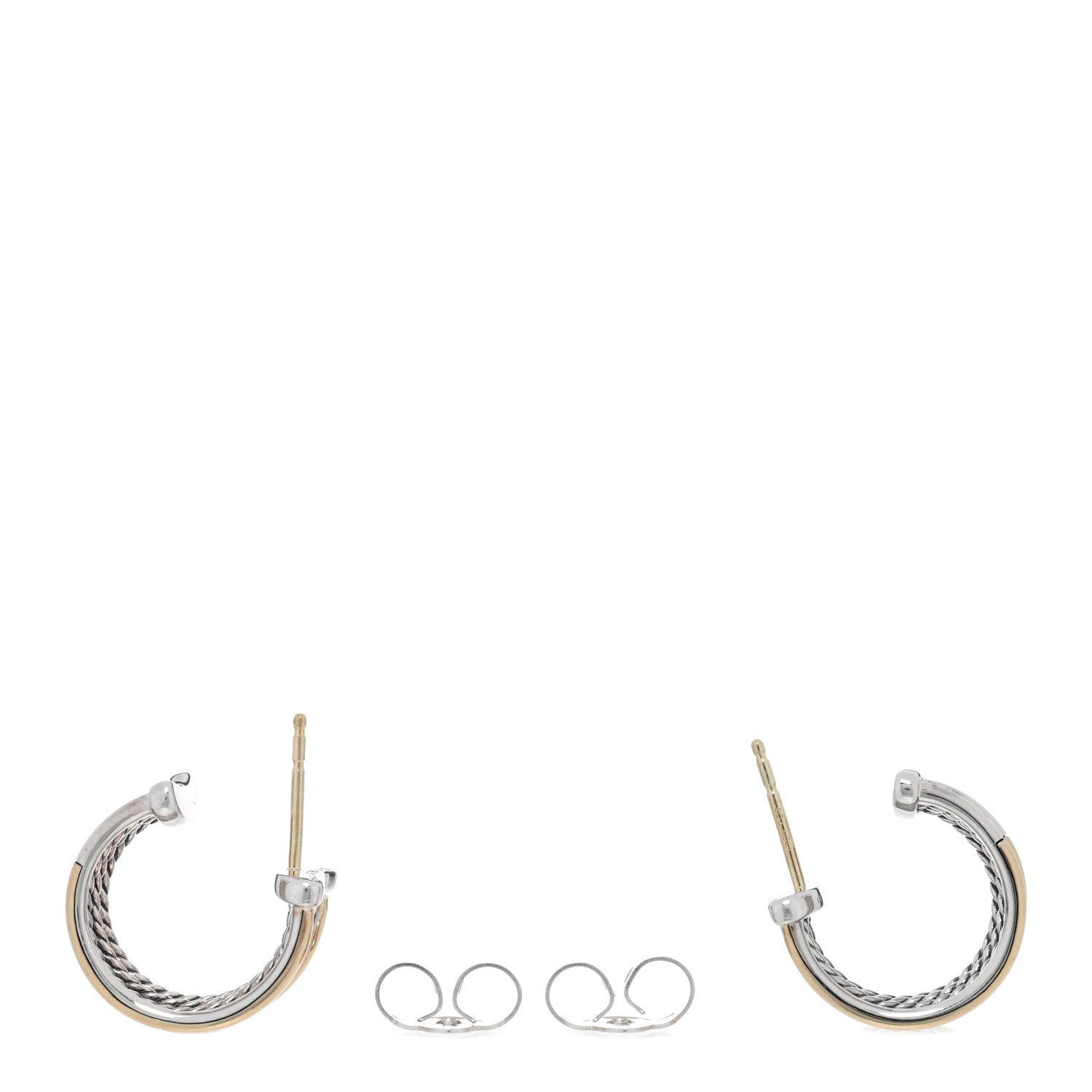 David Yurman Sterling Silver 18K Yellow Gold Origami Earrings 3 of 4