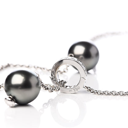 Mikimoto 18K White Gold Diamond Black South Sea Pearl 10mm Pearls In Motion Necklace 4 of 7
