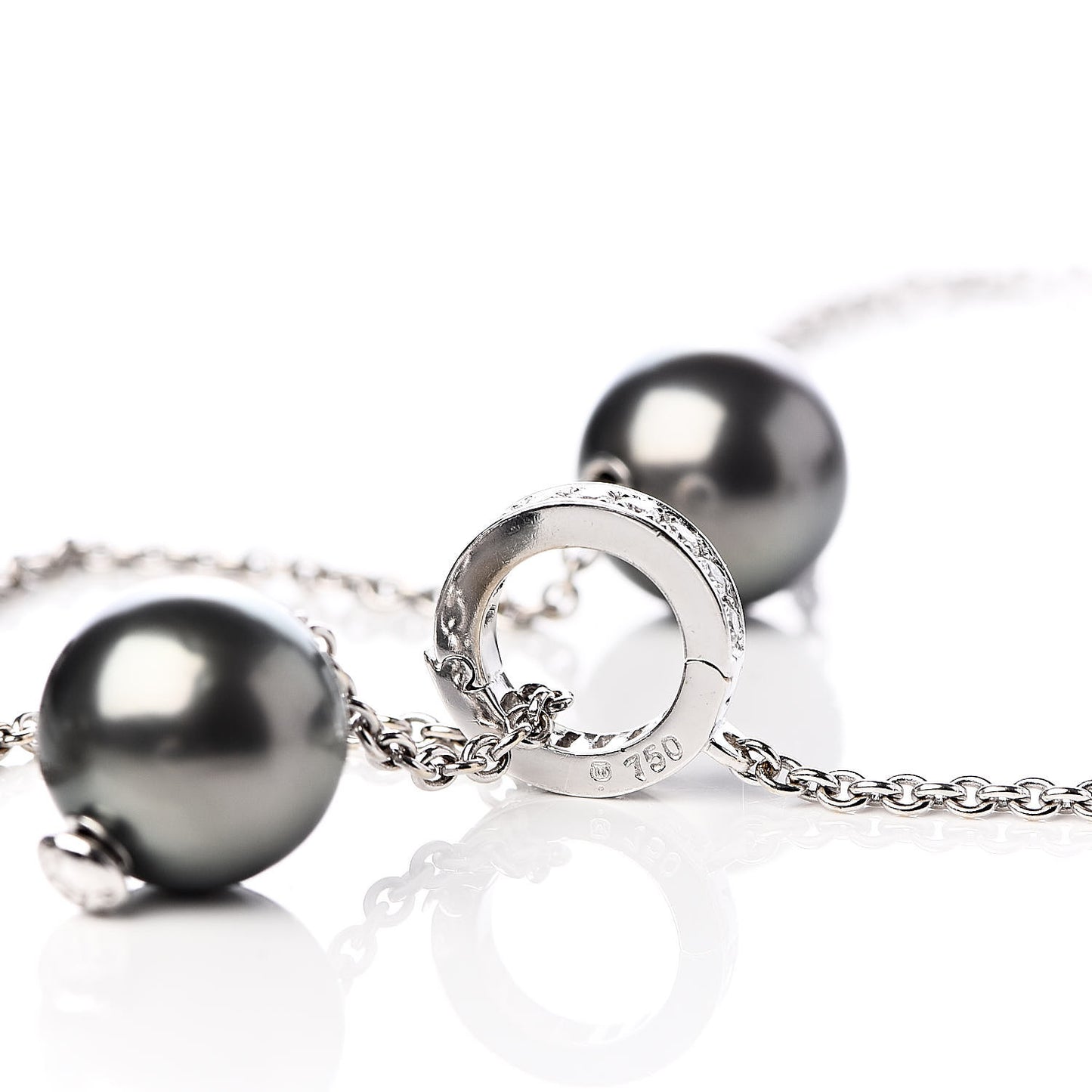 18K White Gold Diamond Black South Sea Pearl 10mm Pearls In Motion Necklace