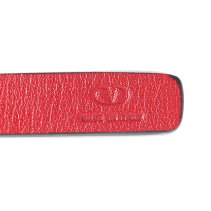 Valentino Garavani Glossy Calfskin VLogo Reversible 10mm Belt 80 32 Black Red 6 of 6